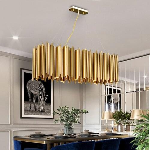 Light luxury postmodern living room chandelier Nordic designer cafe bar table lamp simple stainless steel lamp