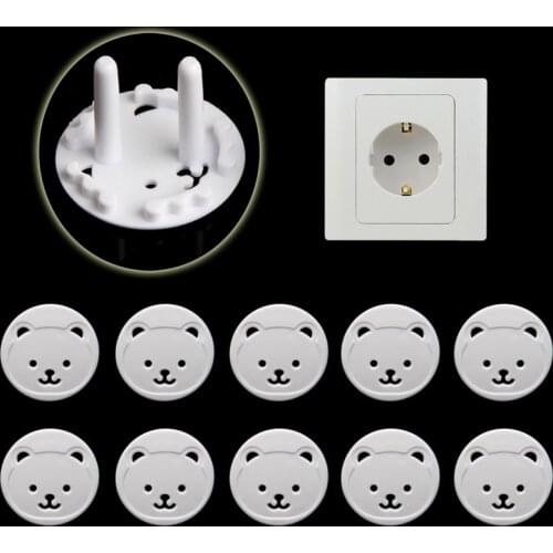 10pcs Bear EU Power Socket Electrical Outlet Baby Kids Child Safety Guard Protection Anti Electric Shock Plugs Protector Cover