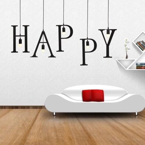 Nordic DIY LED Letters Wrought Iron Vintage Pendant Lights For hote Home Light lampen retro hanglamps for loft coffee Kitchen