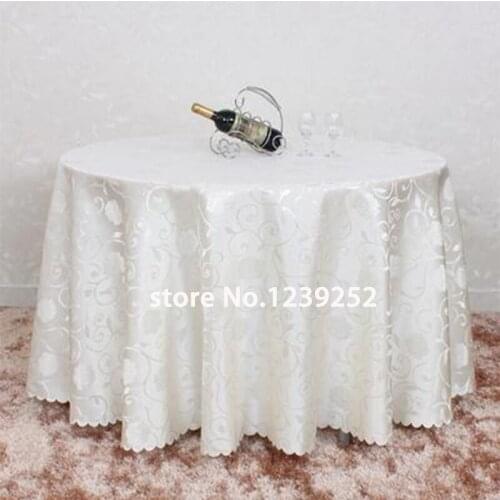 New 5 PCS Diameter 200CM Round Table Jacquard Cloth Banquet Polyester Tablecloth For Wedding Party Festival Decoration Hotel Use