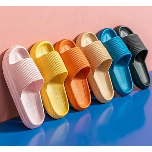 2021 Couple Indoor Bathroom Anti-slip Slides Summer Women Thick Platform Slippers Sandals Leisure Beach EVA Soft Sole Flip Flop