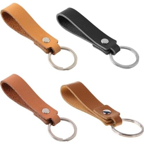 POB Key Holder Handmade Genuine Leather Sliver Key Ring Lanyard Keychain Jewelry T84A