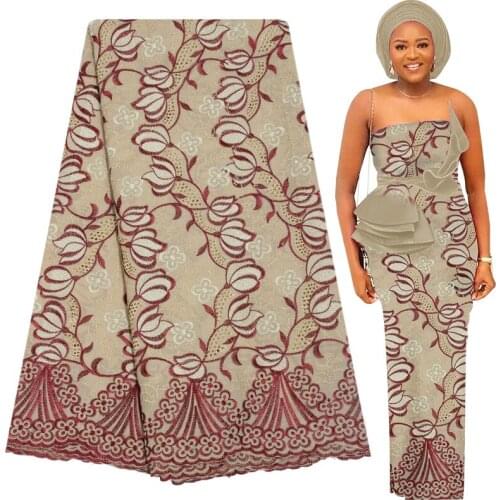 Fabricbob 2021 High Quality 100% Cotton Swiss Voile Lace Fabric New African Lace Fabric 5 Yards Nigerian Party Embroidery