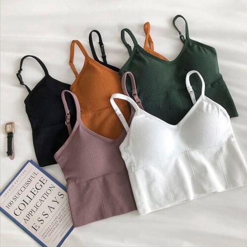 HELIAR Spaghetti Top Female Sexy Crop Tube Tops Korean V-neck Camis Beauty Back Bra 2020 Summer Vest Womens Tank Top Cropped
