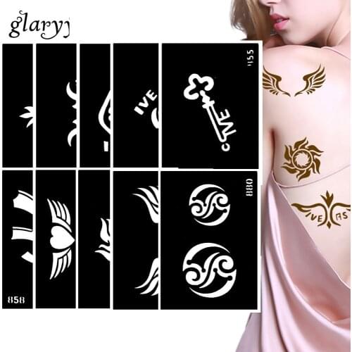 10 Pieces/Set Henna Tattoo Stencil Star Pattern Paste Drawing Lady Body Art Tattoo Stencil Sexy Product Waterproof 2019 HN#36