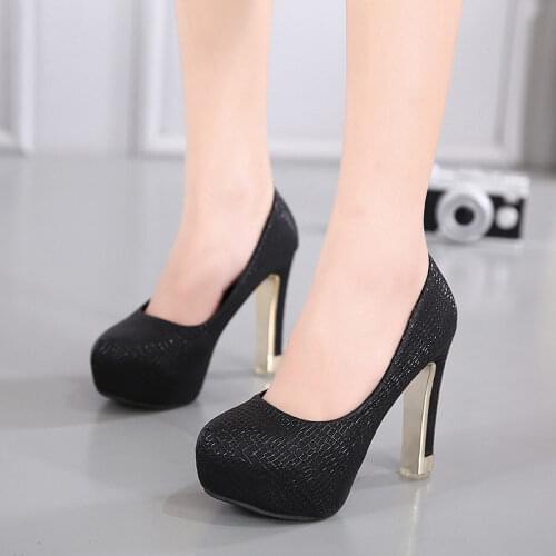 Platform heels Women Pumps Shoes Women PU Leather Shallow Slip-On Round Toe High heels Wedding Party Derss shoes Mujer 2021