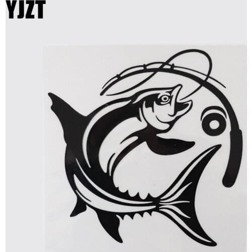 YJZT 14.9CM×15.1CM Amusing Go Fishing Vinyl Car Stickers Bumper Decal 13D-0973