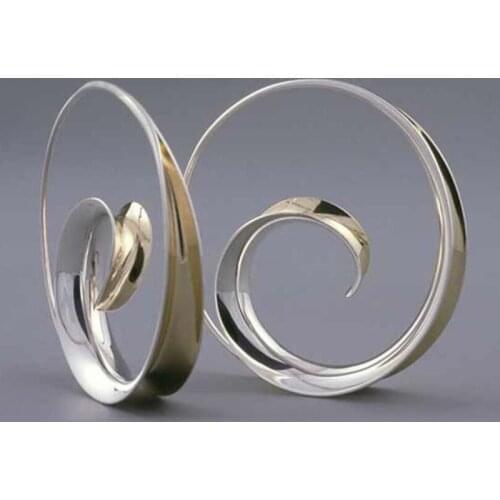 Hiphop Round Spiral Hoop Earrings Bright Silver Color Whirl Circle Metal Women Punk Dangle Earrings Jewelry