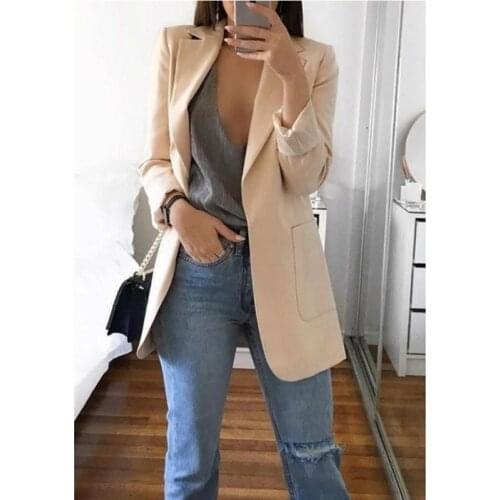 2020 New Style Spring and Autumn Hot Selling Womens Long Sleeve Solid Color with Pockets Cardigan Small Suit Jacket