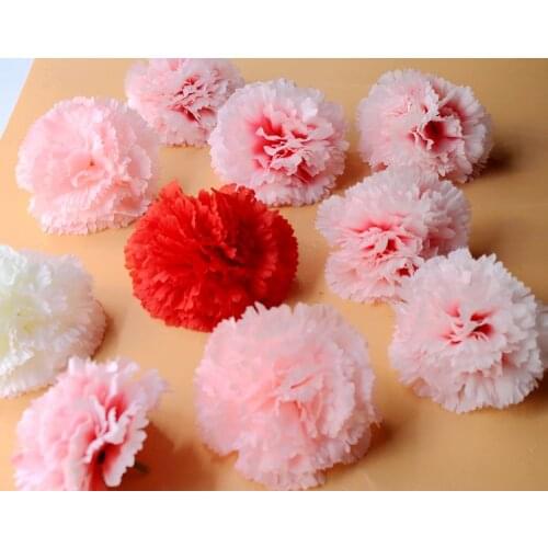 10pcs Artificial Silk Carnations Flower Head Party Wreath Wedding Kissing Ball Arches Flower Wall Decoration Background