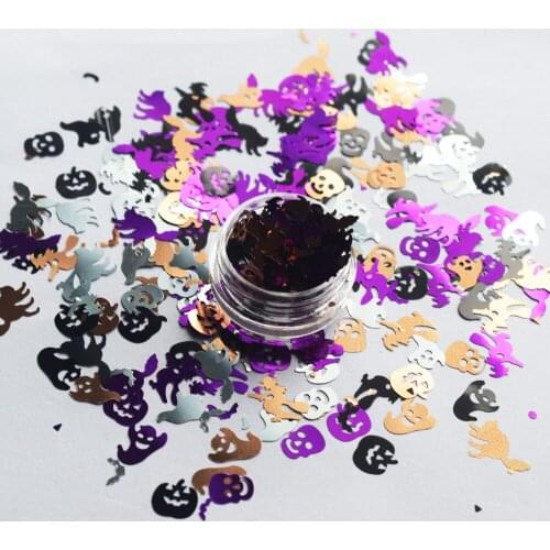 20g Halloween Party Mixed Paillettes Pumpkin Bat Witch Ghost Confetti Sequins for Crafts DIY Festival Nail Art Accessories