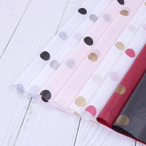 20Pcs/Bag 50x70 Cm Tissue Paper Flower Colorful Dot Print Gift Packaging Home Decoration Party Wedding DIY Gift Packing Supplies