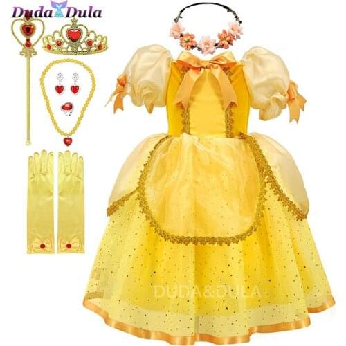 2021 Fancy Girl Princess Dresses Kids Summer Cosplay Costume Christmas Halloween Princess Dress up Children Party Clothes 3-11y