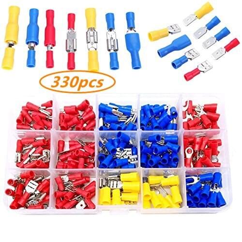 330PCS Insulated Fork U-type Set Terminals Crimp Spade Ring Electrical Wire Connectors Assortment Kit Car Accessories