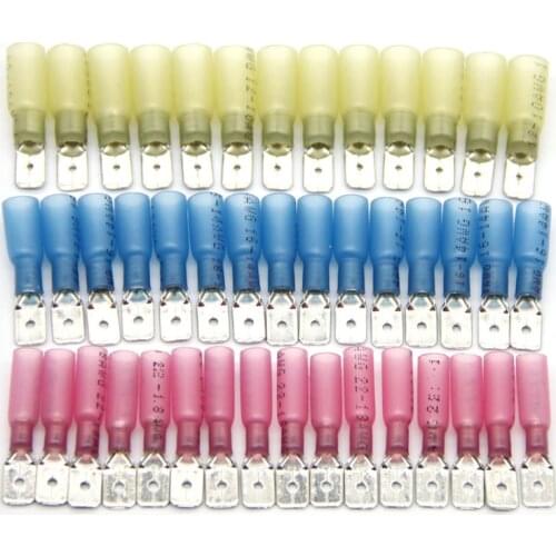 90PCS Heat Shrink Electrical Wire Terminals 1/4" Quick Disconnect Male Spade Connectors Kit Assortment AWG