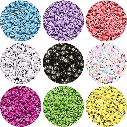 7mm Mixed Letter Acrylic Beads Love Heart Loose Spacer Flat Alphabet Beads For Jewelry Making Diy Bracelet Necklace Wholesale