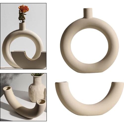 2x Irregular Ceramic Flower Vase Photo Props Home Desktop Housewarming Gifts