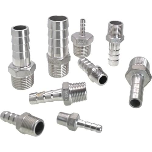 Free Shipping 1/4" DN8 Male Pipe Fittings Thread With 10mm Hose Connector Stainless Steel SS304