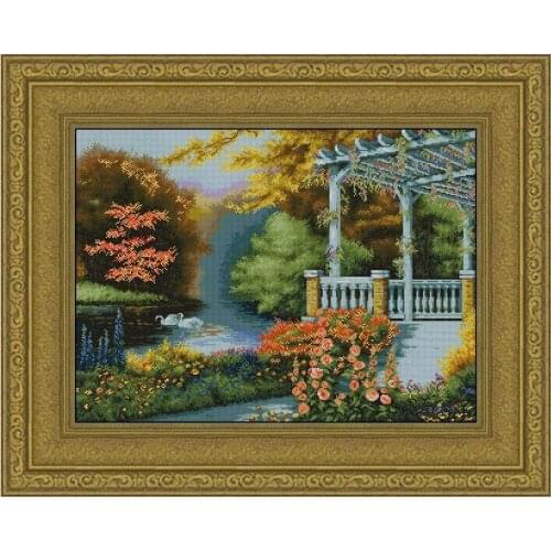 FREE delivery Top Quality lovely beautiful counted cross stitch kit swans and the lake swan lover