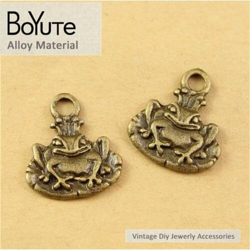 BoYuTe (60 Pieces /lot) 15*16MM Antique Bronze Plated Metal Charm Frog Animal Charms for Jewelry Making Diy Handmade