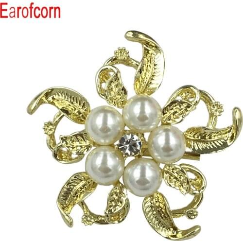 Earofcorn Pearl Flower Brooches Women Sparking Collar Brooches Pin Fashion Jewelry