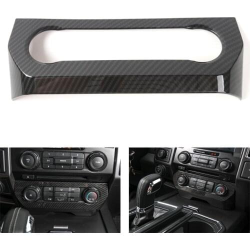 YAQUICKA Carbon Fiber Style Car Interior Central Air Conditioner Adjust Switch Button Frame Trim Styling For Ford F150 2015+ ABS