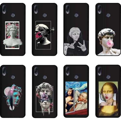 QAQsam Soft TPU Silicone For Asus Zenfone Max (M2) ZB632KL ZB633KL Case Back Cover Cartoon Statue Abstract Art Painted Cases