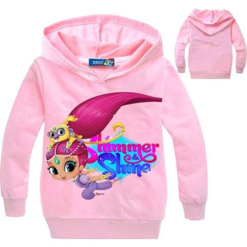 Childrens autumn warm sweater cartoon character Shimmer and Shine printed hooded girls sports and leisure top 2021 fall fashion