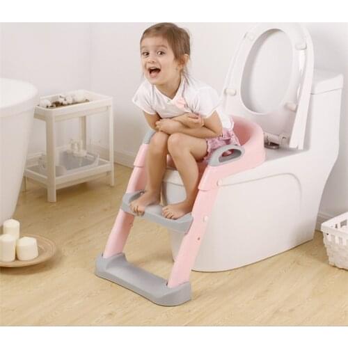 Baby Potty Training Seat Folding Children Pot Infant Baby Potty Seat with Ladder Baby Toilet Training Chair for Baby Boys Girls