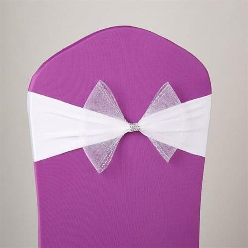 10pcs/lo Spandex free tie stretch wedding chair cover with bowknot chair decoration elastic wedding party decorate