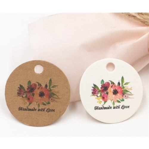 Packaging Labels Hang Tags Craft Paper Label Round Diameter 3cm Paper Tags Gift Souvenir Tags Handmade For You Label 100Pcs/Lot