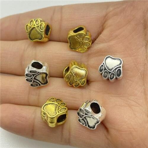 JunKang 10pcs Pierced Bear paw Beads DIY Handmade Necklace Bracelet link pieces Wholesale Jewelry Accessories