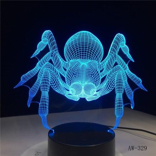 Creative Spider 3D Lamp lighting LED USB Mood Night Light Multicolor Touch or Remote luminaires Change Table Desk Beside AW-329