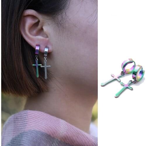 Punk Cross Ear Clip Mens Womens Earrings Without Pierced Earrings Stainless Steel Anti-oxidation And Anti-sensitive Jewelry