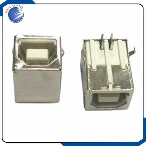 10PCS/LOT USB B type square socket USB socket USB-B mother 90 degree bend needle