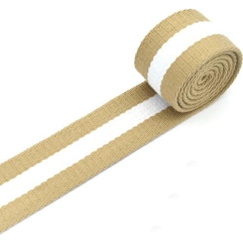 1.5"Beige Fabric Ribbon Knit Tape Ribbon Webbing Belt Leash Ribbon Canvas Webbing Striped Webbing for Textile Sewing Accessories