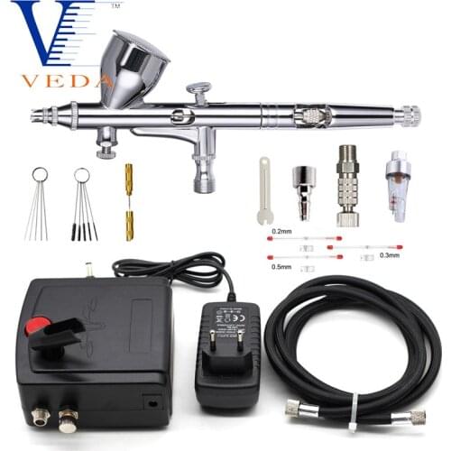 Multi-Purpose Dual Action Airbrush with Black Mini Air Compressor Kit Cake Spray Gun Portable Air Brush Set For Tattoo Nail Tool