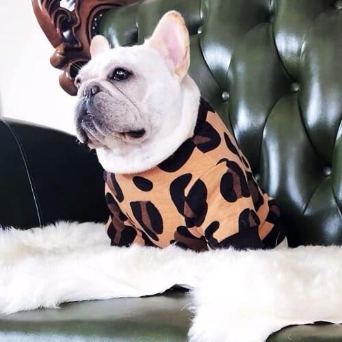 Fashion Dog Clothes Winter Warm Leopard Pet Puppy Hoodie Coat French Bulldog Jacket for Small Medium Dogs Corgi Teddy Pug LAC26