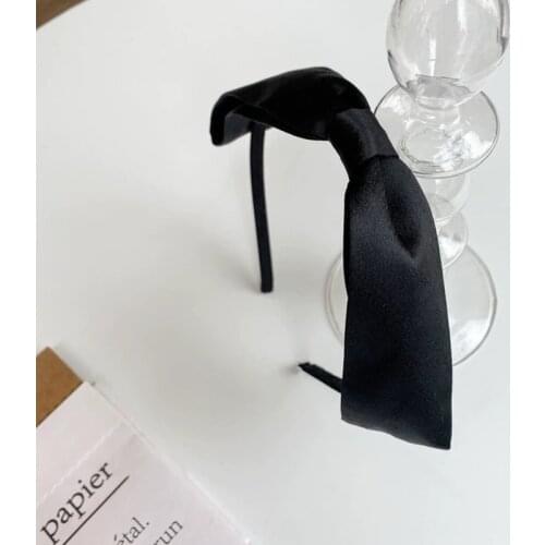 Beautiful black solid New bow bezel Headwear Women Headband Girls Vintage bow Hair Bands wide Hairband hoop for hair Accessories
