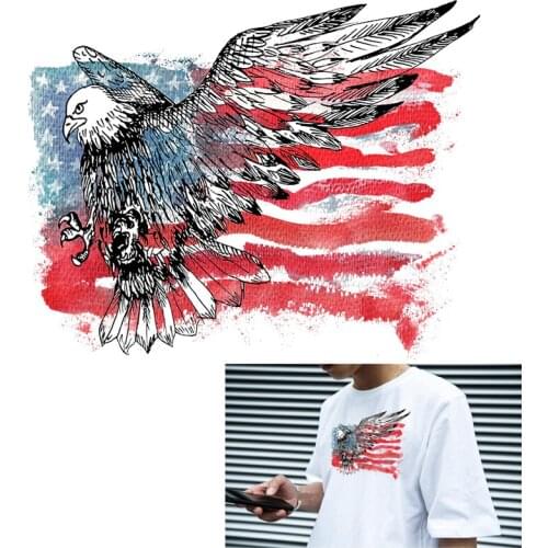 Cool Eagle Heat Transfer Patches Thermal Colorful Animal Patch Stripe Sticker on Clothes Iron-on Transfers For Clothing Stickers