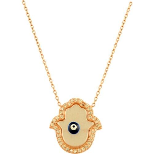 Hand of Fatima Necklace Fatimas Hand Good Luck Evil Eye Necklace Cute Dainty 925 Sterling Silver Hamsa Turkish Evil Eye jewelry