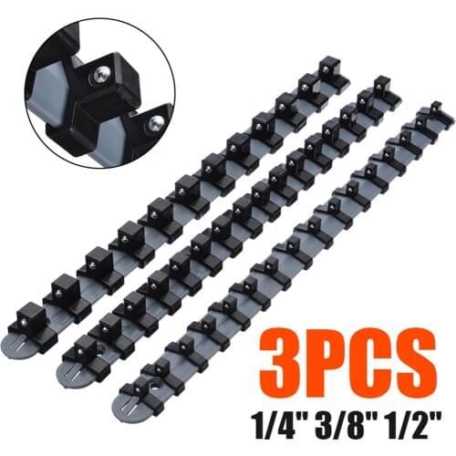 3pcs/set 1/4" 3/8" 1/2" Plastic Socket Tray Rail Rack Storage Holder Organizer Shelf Stand Socket Wrench Holders Home Tools