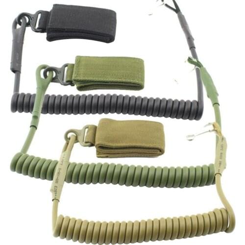 Adjustable Combat Sling Pistol Safety Outdoor Backpack Lanyard Spring Belt Hand Gun Secure Lanyard Spring Strap Cord Carabiner