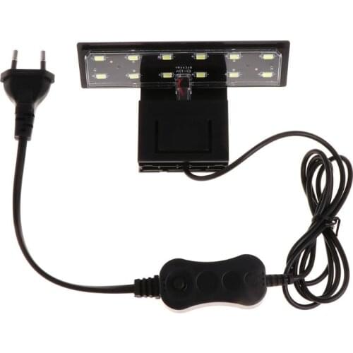 EU Plug LED Aquarium Fish Tank Light Submersible Light Clamp Clip Water Plant Grow White Color Lighting DropShip