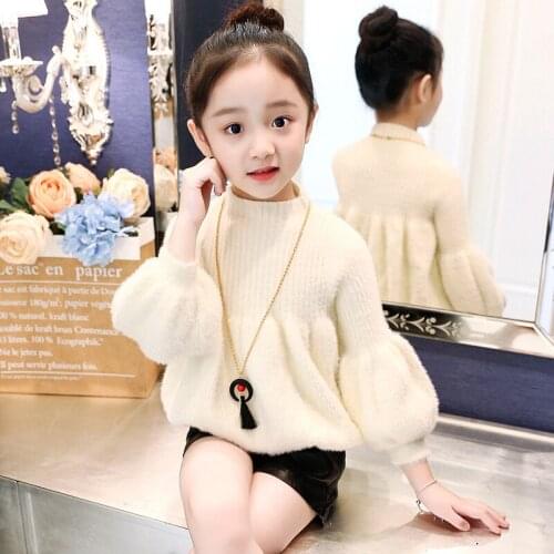 Girl Sweater Kids Baby Outwear Tops 2021 Red Pink Fleece Thicken Warm Winter Autumn Knitting Flexible Children Clothing
