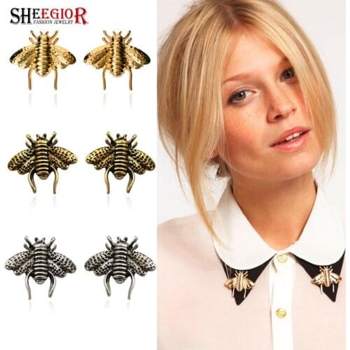 Vintage Bee Collar Brooches for Women Accessories Gold Bronze Silver color Small Brooch Mens Broches Jewelry Fashion Lapel Pins