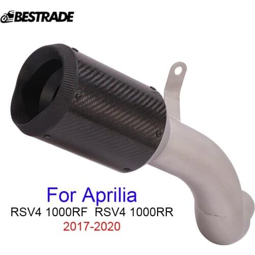 For Aprilia RSV4 1000RF 1000RR 2017-2020 Exhaust System Carbon Muffler Pipe Slip On Stainless Steel Middle Connect Link Tube