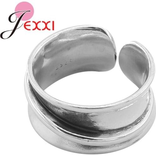 Authentic 925 Sterling Silver Romantic Simple Style Arc Pattern Adjustable Finger Ring For Women Zodiac Fashion Jewelry Bijoux