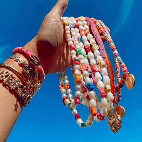 Vedawas 2021 Summer Daisy Beads Handmade Collar Clavicle Choker Necklaces for Women Acrylic Korean Flower Fruit Necklace Jewelry