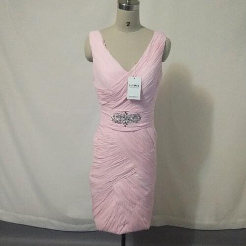 Robe De Soiree 2020 New Vestido De Madrinha Pleat Chiffon Mother of the Bride Dresses With Jacket Knee Length Party Dress CM0111